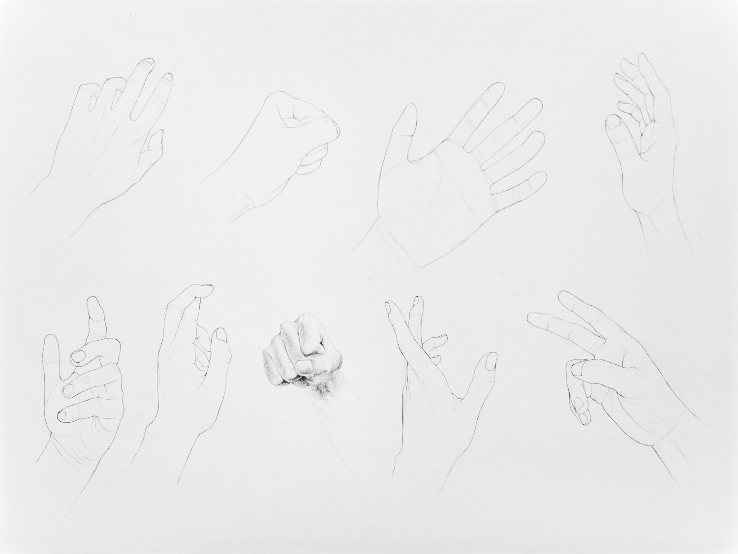 Hand studies in graphite.