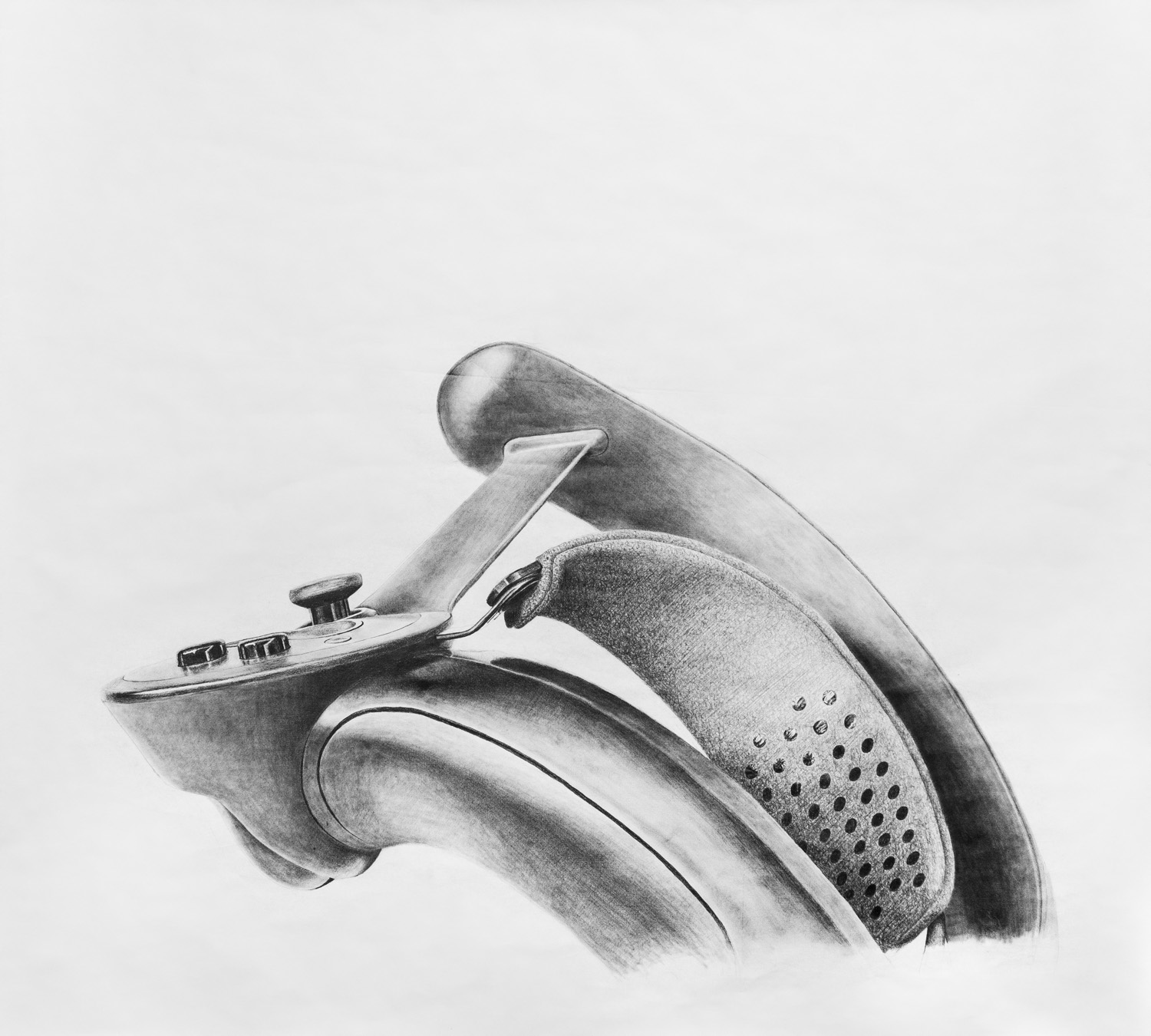 Large charcoal drawing of the right Valve Index Controller.