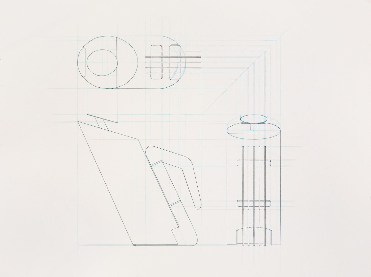 Orthographic drawings of the 115 Degree French Press.